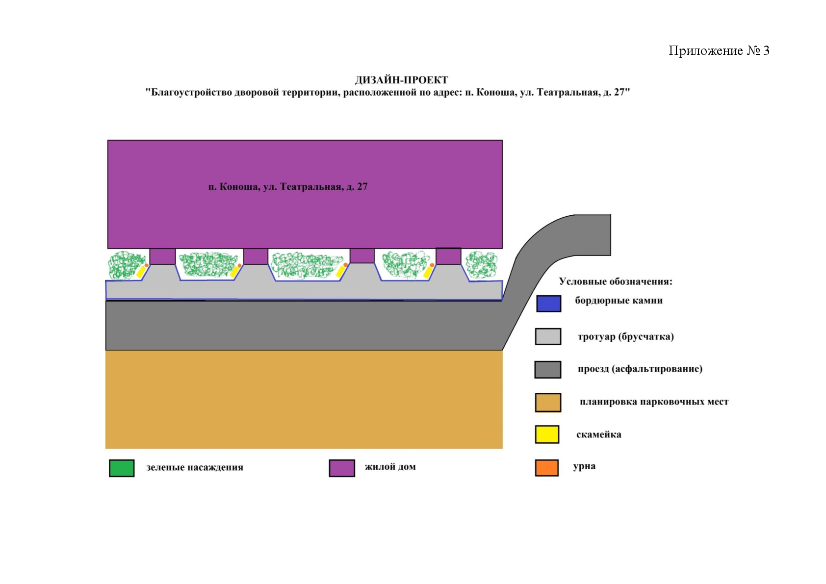 Администрация муниципального образования «Коношское» Коношский район  Архангельская область | Дизайн-проект по благоустройству дворовой  территории расположенной по адресу: Архангельская область, Коношский район,  п. Коноша, ул. Театральная, д.27